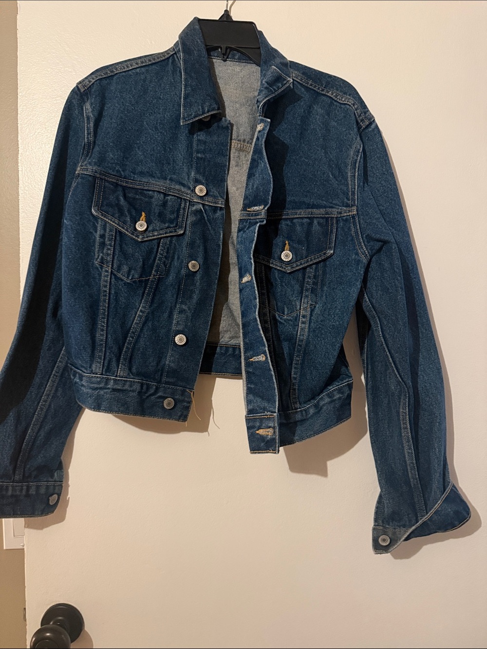 Brandy Melville Dark Blue Cropped Denim Jacket